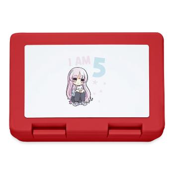 5 Years Girl Anime Kawaii Cat 5th Birthday - Lunchbox - red - Front