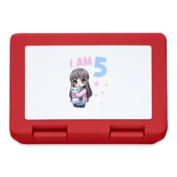 5 Years Girl Anime Kawaii Cat 5th Birthday - Lunchbox - red - Front