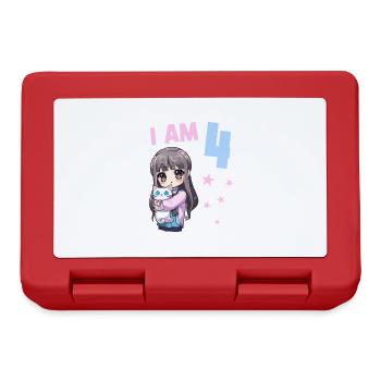 4 ans Fille Anime Kawaii Cat 4ème anniversaire - Boîte à goûter - rouge - Devant