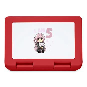 5 Years Girl Anime Kawaii Cat 5th Birthday - Lunchbox - red - Front