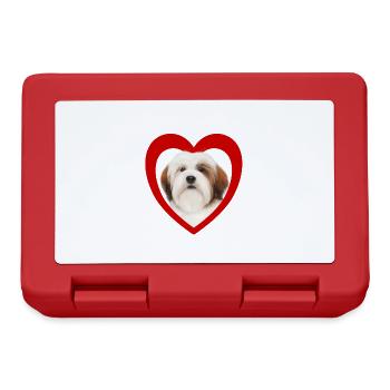 Hundeliebhaber - Hunde Herz - Lhasa Apso - Brotdose - Rot - Vorne
