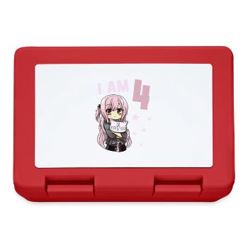 4 ans Fille Anime Kawaii Cat 4ème anniversaire - Boîte à goûter - rouge - Devant