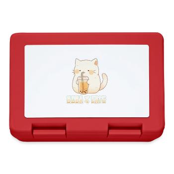 Boba and Cats Katze die Bubble Tee Mädchen Anime - Brotdose - Rot - Vorne