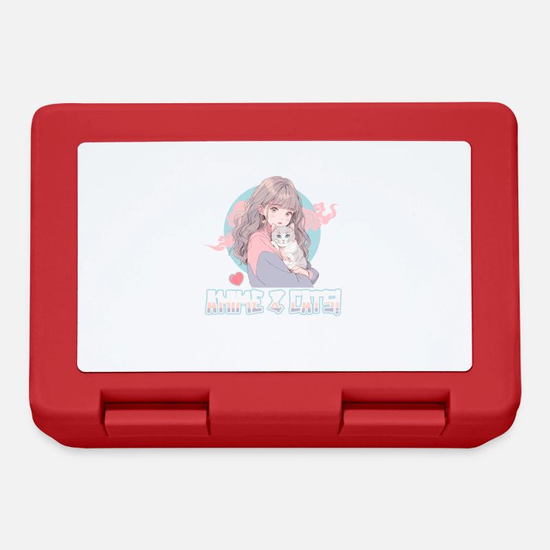 Anime et chats Kawaii Girl Anime - Boîte à goûter - rouge