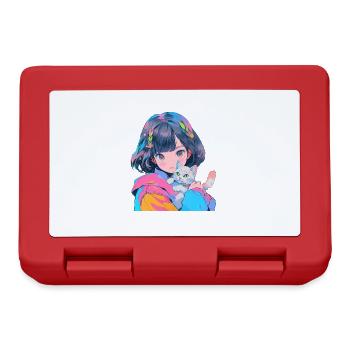 Anime and Cats Kawaii Mädchen Anime - Brotdose - Rot - Vorne