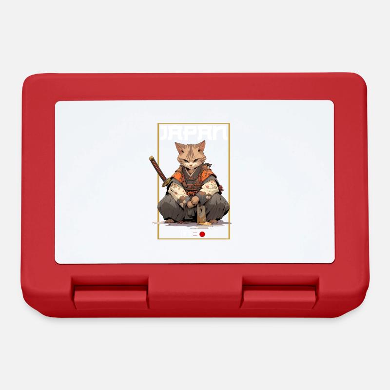 Asien Katze Japanischer Samurais Samurai - Brotdose - Rot