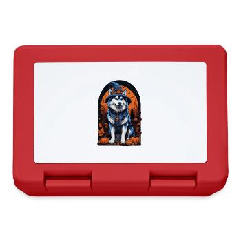 Siberian Husky Mit Hexenhut Halloween Husky - Brotdose - Rot - Vorne