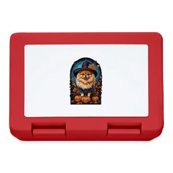Pomeranian Mit Hexenhut Halloween Pomeranian - Brotdose - Rot - Vorne