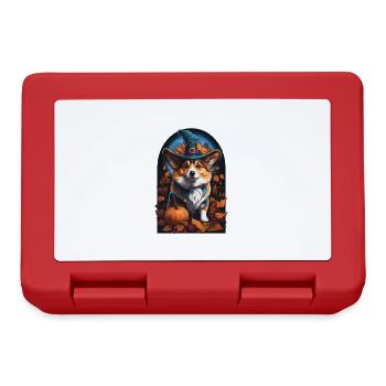 Corgi Hexe Halloween Corgi - Brotdose - Rot - Vorne
