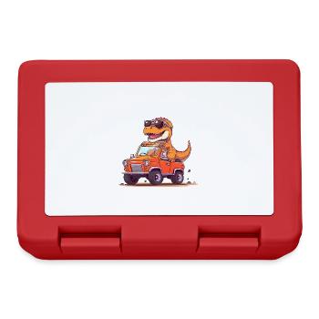 T-Rex Drives Monster Truck I'm 4th Birthday - Lunchbox - red - Front
