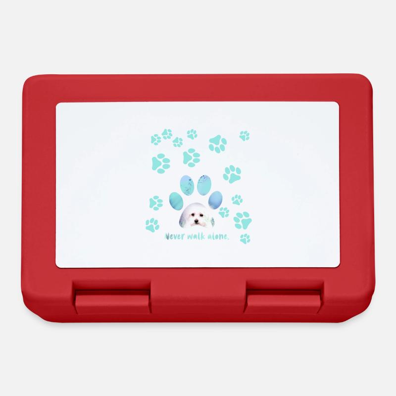 Never walk alone, dog, paws, maltese - Lunchbox - red