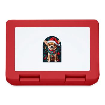 Lustiger Chihuahua Mit Weihnachtsmannmütze Xmas - Brotdose - Rot - Vorne