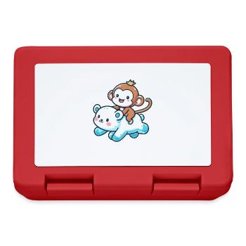 Polar Bear Cute Companion Monkey - Lunchbox - red - Front