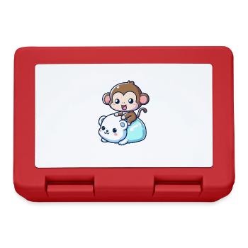 Polar Bear Cute Companion Monkey - Lunchbox - red - Front