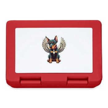 Dobermann-Engel, Flügel-Comic, Hund-Illustration - Brotdose - Rot - Vorne