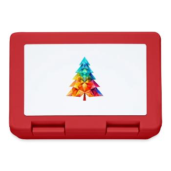 Vielseitiger Zauber: Bunter Polygon-Tannenbaum - Brotdose - Rot - Vorne