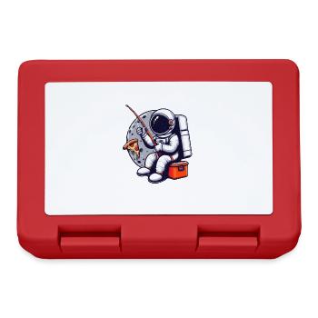 An astronaut fishes pizza in space - Lunchbox - red - Front