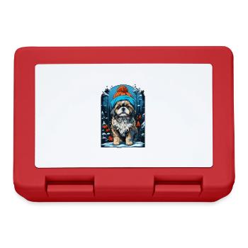 Shih Tzu avec chapeau d’hiver Happy Shih Tzu - Boîte à goûter - rouge - Devant