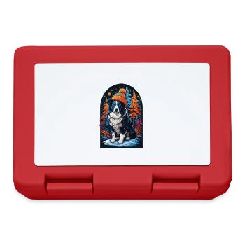 Border Collie With Winter Hat Happy Border - Lunchbox - red - Front