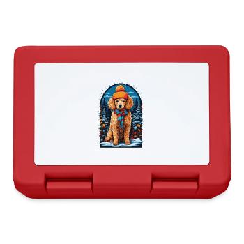 Poodle with Winter Hat Happy Poodle - Lunchbox - red - Front