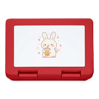 Kawaii Hase trinkt Boba Bubble Tea Chibi - Brotdose - Rot - Vorne