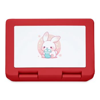 Kawaii Hase trinkt Boba Bubble Tea Chibi - Brotdose - Rot - Vorne