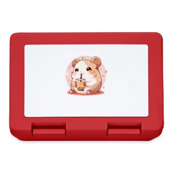 Kawaii Hamster trinkt Boba Bubble Tea Chibi - Brotdose - Rot - Vorne