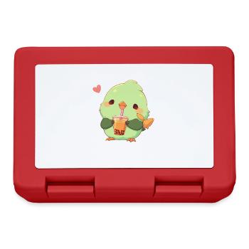 Kawaii Lovebird Drinks Boba Bubble Tea Chibi - Lunchbox - red - Front
