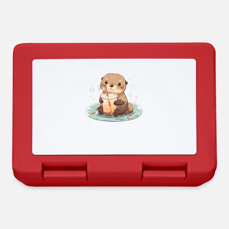 Kawaii Loutre Boissons Boba Bubble Tea Chibi - Boîte à goûter - rouge