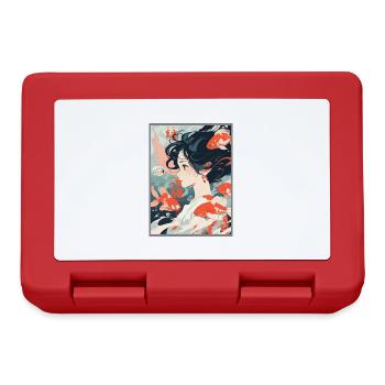 Vintage Japanese Aesthetic Otaku Anime Girl - Lunchbox - red - Front