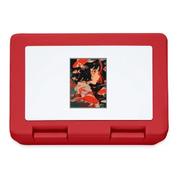Vintage Japanese Aesthetic Otaku Anime Girl - Lunchbox - red - Front
