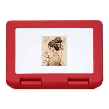 Vintage Japanese Aesthetic Otaku Anime Girl - Lunchbox - red - Front