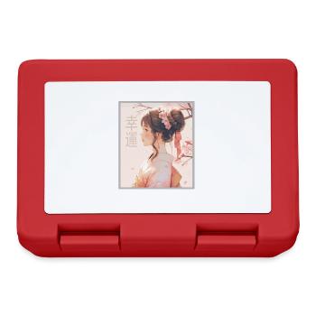 Vintage Japanese Aesthetic Otaku Anime Girl - Lunchbox - red - Front