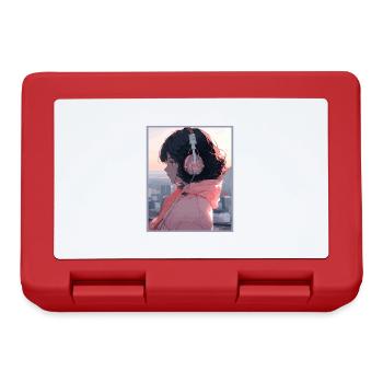 Vintage Japanese Aesthetic Otaku Anime Girl - Lunchbox - red - Front