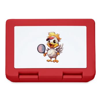 Cheerful Chicken Tennis Players - Funny - Lunchbox - red - Front