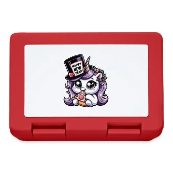 New Year Sylvester Unicorn Cute Comic Happy New Year - Lunchbox - red - Front