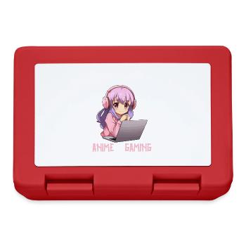 Kawaii Girl Anime Manga Girl Cat - Lunchbox - red - Front