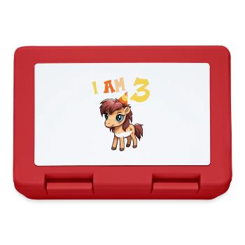 J'ai 3 ans Chevaux Cheval 3ème anniversaire - Boîte à goûter - rouge - Devant