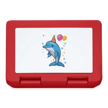 J'ai 4 ans, dauphins, 4ème anniversaire - Boîte à goûter - rouge - Devant
