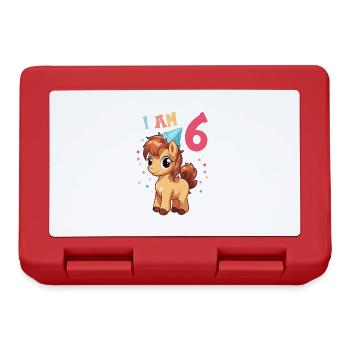 J'ai 6 ans Chevaux Cheval 6ème anniversaire - Boîte à goûter - rouge - Devant