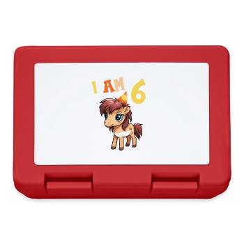 J'ai 6 ans Chevaux Cheval 6ème anniversaire - Boîte à goûter - rouge - Devant