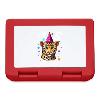 J’ai 5 ans Léopard Léopard 5e anniversaire - Boîte à goûter - rouge - Devant