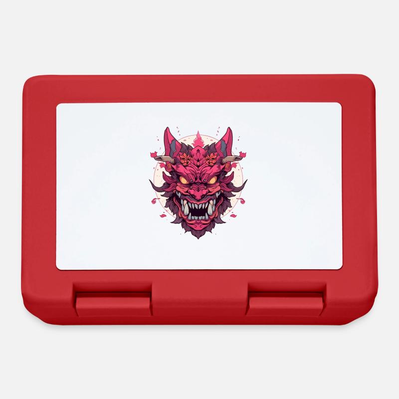 Japonais Hannya démon samouraï guerrier Oni masque - Boîte à goûter - rouge