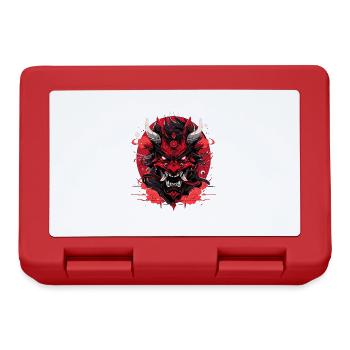 Japanese Hannya Demon Samurai Warrior Oni Mask - Lunchbox - red - Front