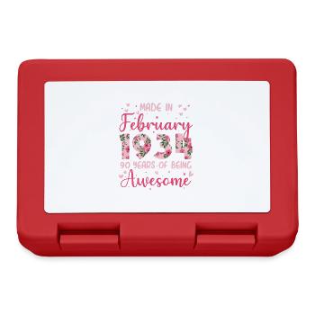 February 1934 90th Anniversary Gift for Wife - Lunchbox - red - Front