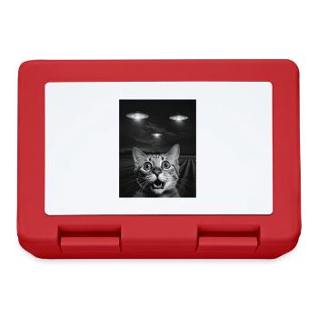 Lustiges Katzen Selfie Vor UFOs Katze UFO - Brotdose - Rot - Vorne