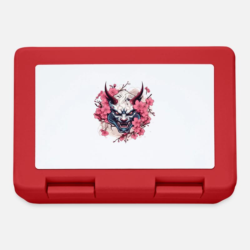 Japanese Hannya Demon Samurai Warrior Oni Mask - Lunchbox - red