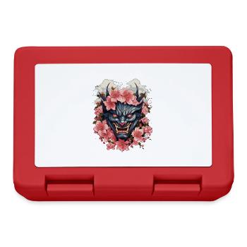 Japanese Hannya Demon Samurai Warrior Oni Mask - Lunchbox - red - Front