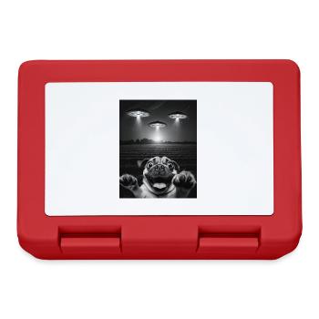 Lustiges Hunde Selfie Vor UFOs Hund UFO - Brotdose - Rot - Vorne