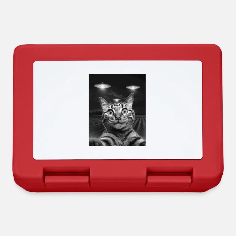 Selfie de chats drôles devant des OVNIS chat OVNI - Boîte à goûter - rouge